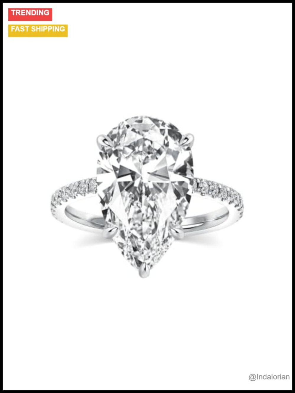 S925 Sterling Silver Pear Shaped Promise Ring for Women